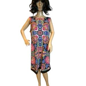 Nicole by Nicole Miller Colorful Paisley Print Shift Dress Sleeveless Sz XL NWT